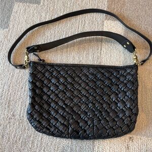 NEW Clare V. Moyen Messenger Black Puffy Woven Leather